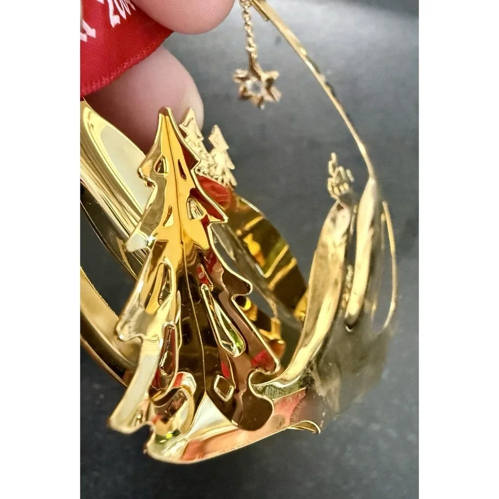 Georg Jensen 2004 24K Gold Plated Snowscape Golden Christmas Ornament VTG